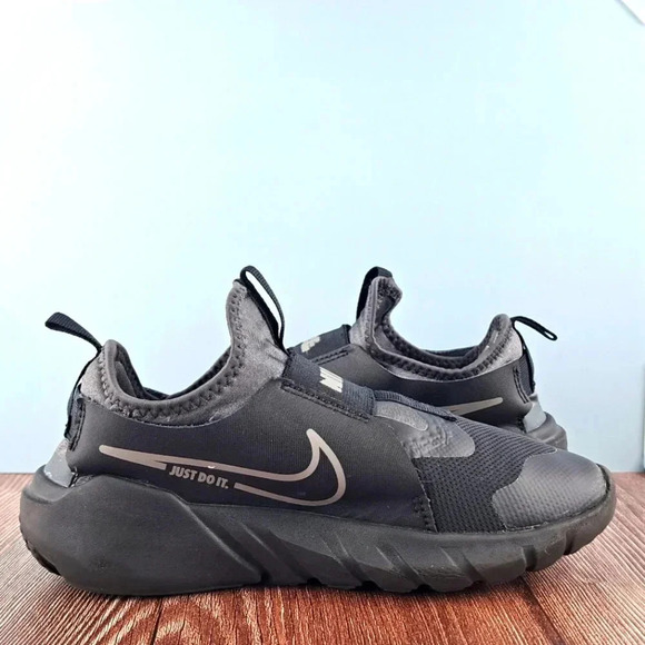 Nike GS Flex Runner 2, Kid's sz 4Y, Black/Flat Pewter-anthracite-photo Blue - Picture 4 of 9